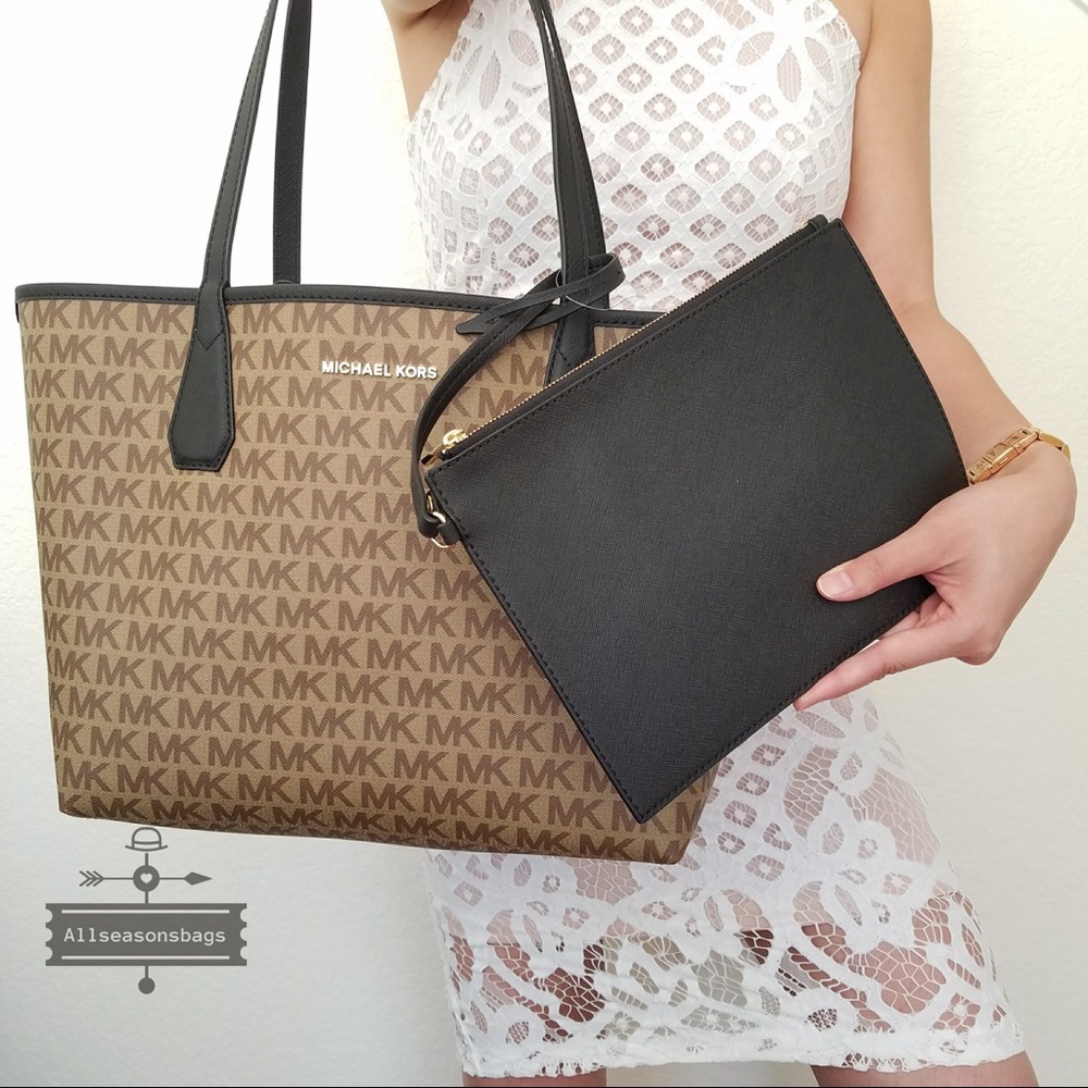 NWT Michael Kors Reversible candy large tote black - Picture 2 of 7